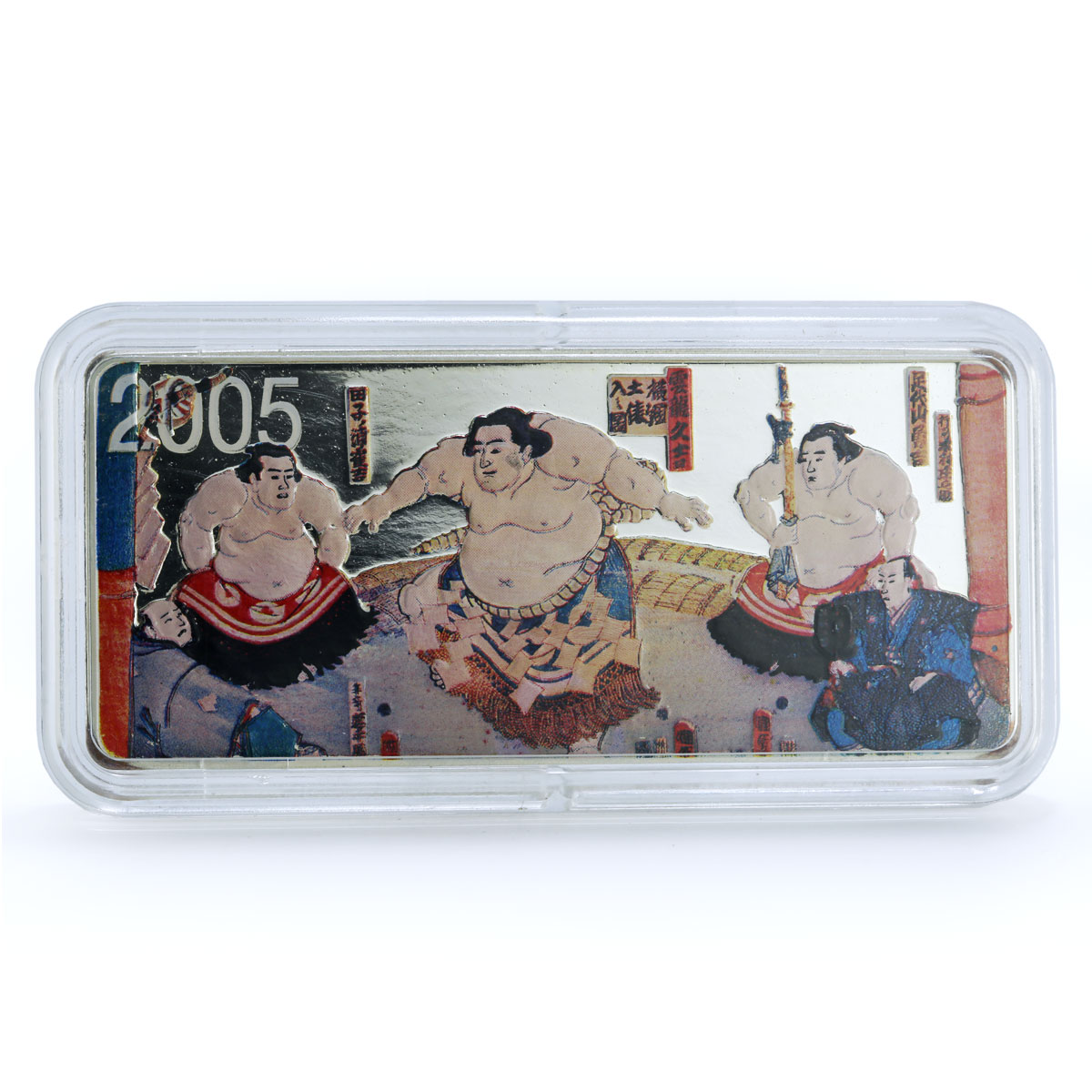 Mongolia 1000 togrog Sumo Wrestlers KM-232 Japan Art 5 oz proof silver coin 2005
