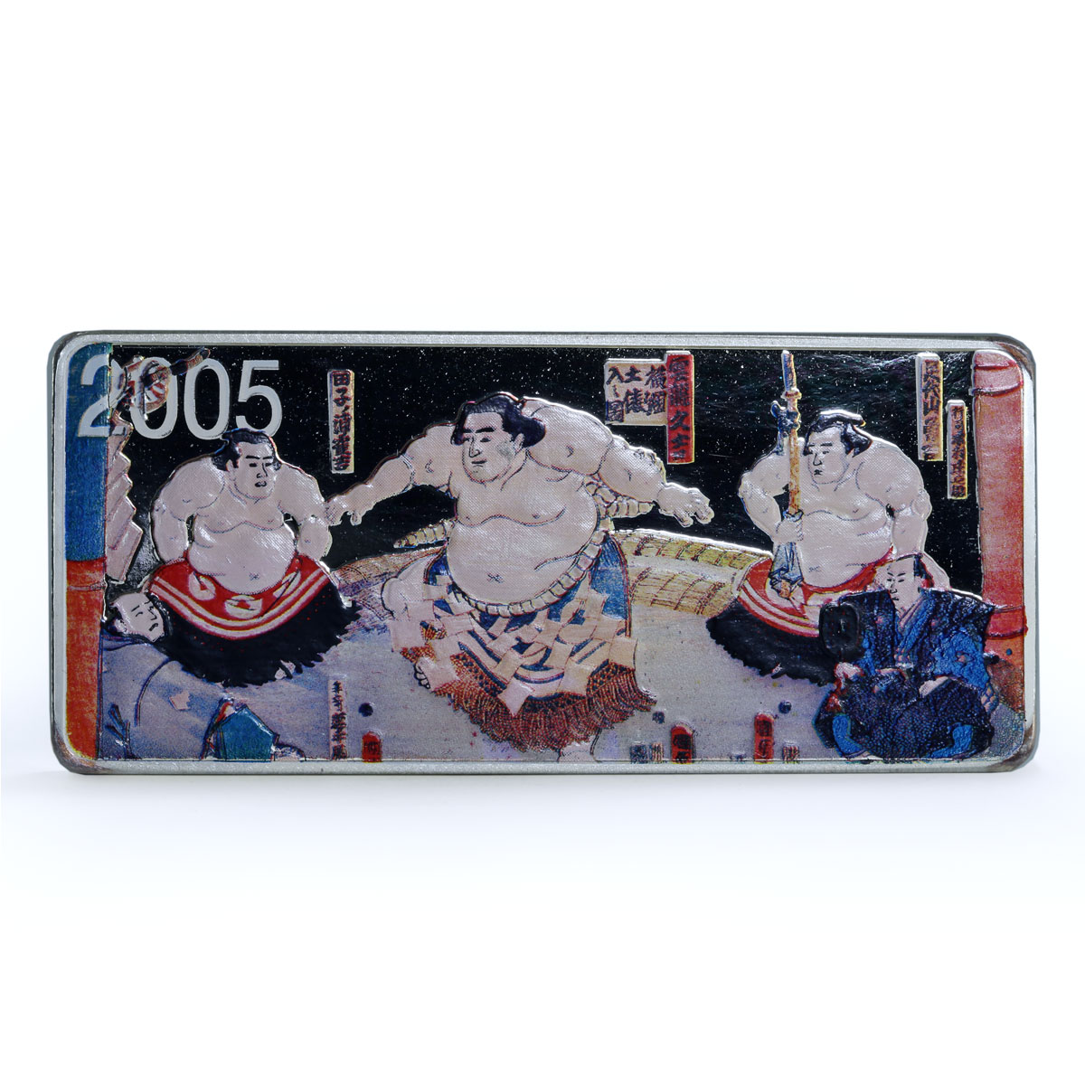 Mongolia 1000 togrog Sumo Wrestlers KM-232 Japan Art 5 oz proof silver coin 2005