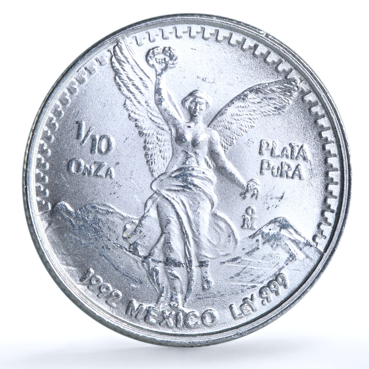 Mexico 1/10 onza Libertad Angel of Independence KM-543 Bullion silver coin 1992