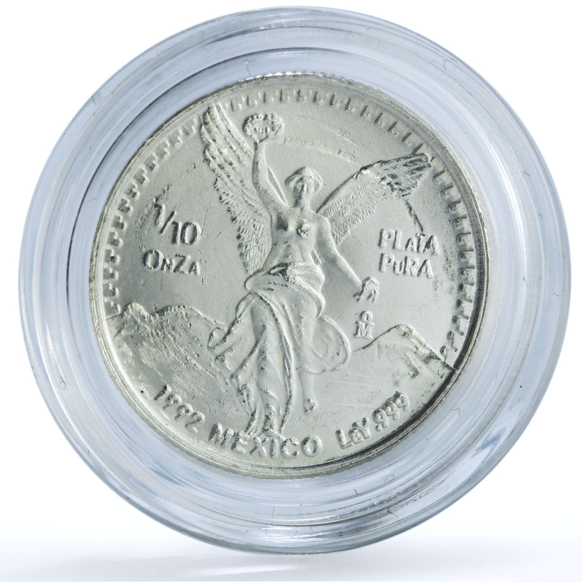 Mexico 1/10 onza Libertad Angel of Independence KM-543 Bullion silver coin 1992