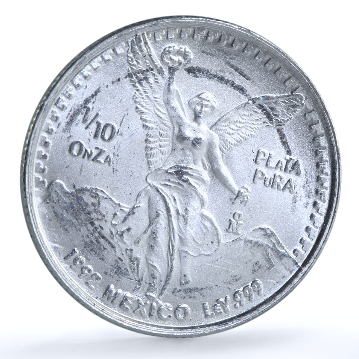 Mexico 1/10 onza Libertad Angel of Independence KM-543 Bullion silver coin 1992