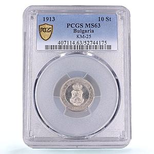 Bulgaria 10 stotinki Ferdinand I KM-25 MS 63 PCGS CuNi coin 1913