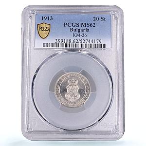 Bulgaria 20 stotinki Ferdinand I KM-26 MS 62 PCGS CuNi coin 1913