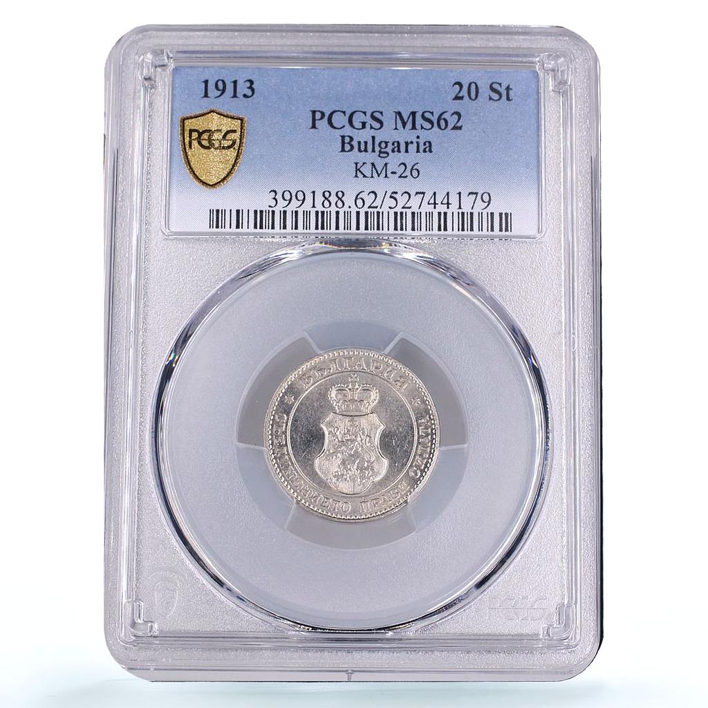 Bulgaria 20 stotinki Ferdinand I KM-26 MS 62 PCGS CuNi coin 1913