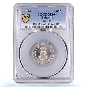 Bulgaria 20 stotinki Ferdinand I KM-26 MS 64 PCGS CuNi coin 1913