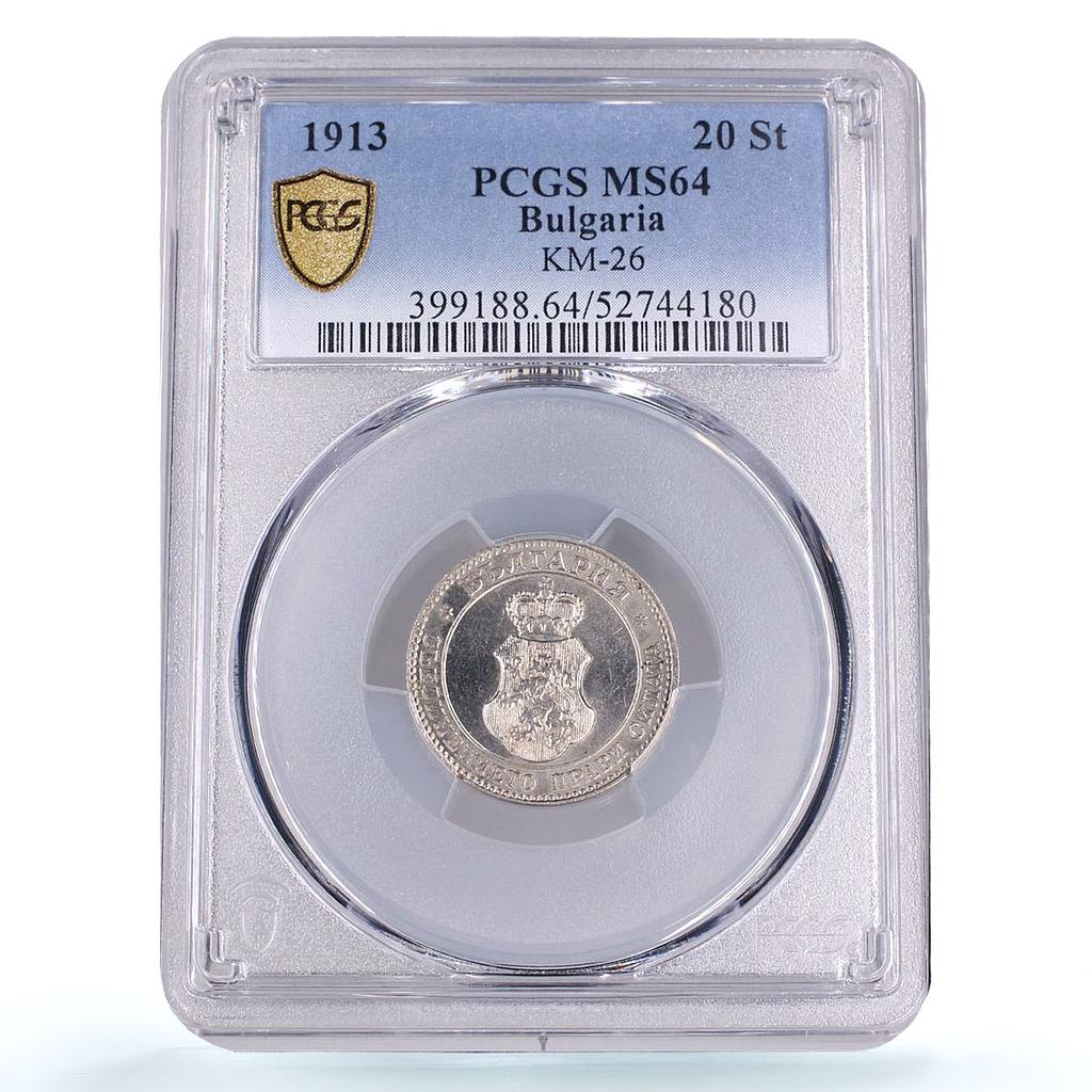 Bulgaria 20 stotinki Ferdinand I KM-26 MS 64 PCGS CuNi coin 1913