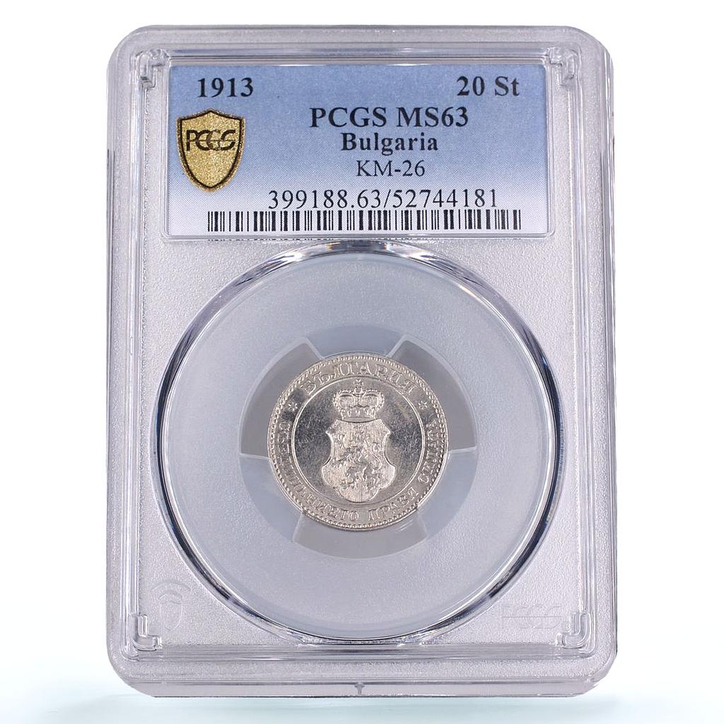 Bulgaria 20 stotinki Ferdinand I KM-26 MS 63 PCGS CuNi coin 1913