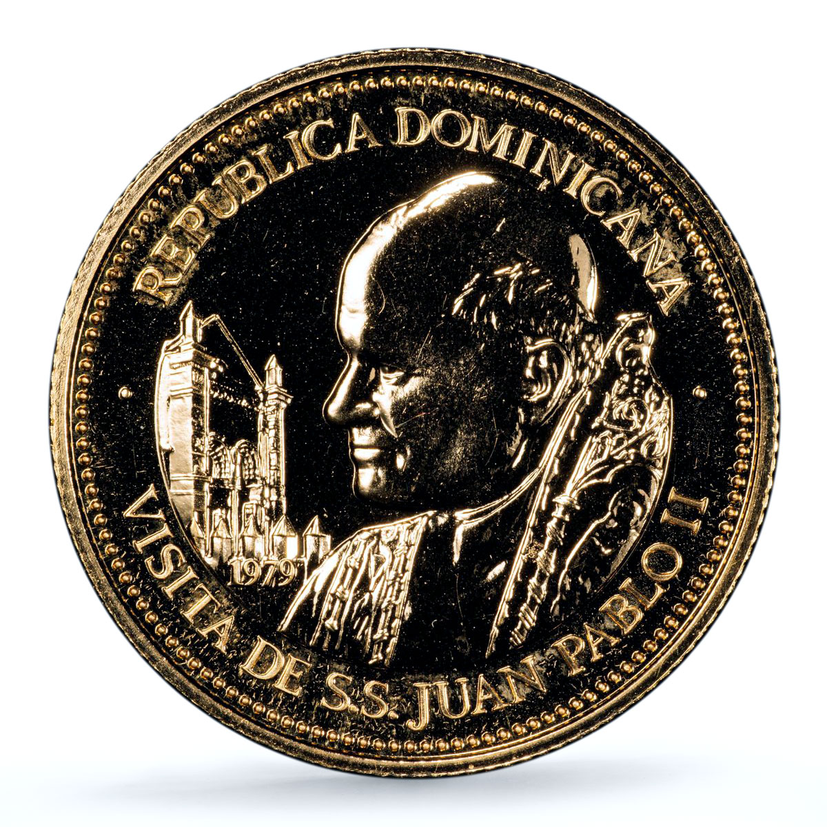 Dominican Republic 100 pesos Pope John Paul II KM-55 MS 70 PCGS gold coin 1979