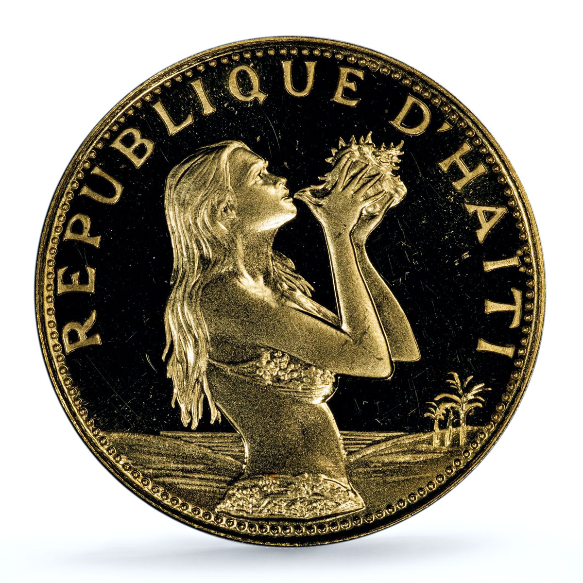 Haiti 500 gourdes Woman with Shell KM-109 PR 65 PCGS gold coin 1973
