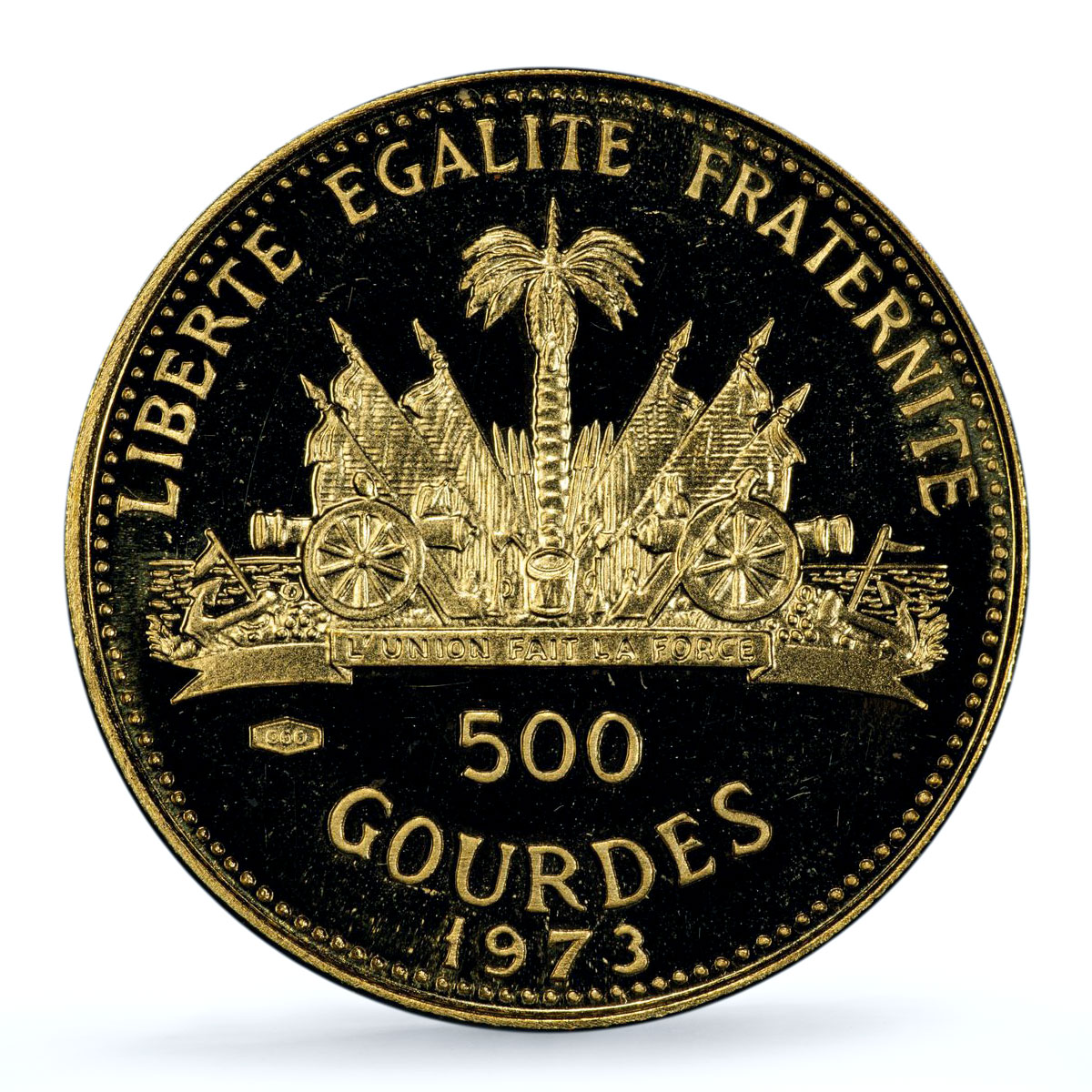 Haiti 500 gourdes Woman with Shell KM-109 PR 65 PCGS gold coin 1973