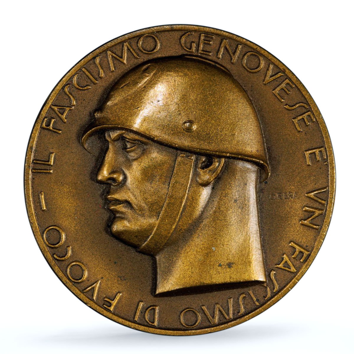 Italy Mussolini Visit Genoa Fascism of Fire C-53 MS 64 PCGS bronze medal 1938
