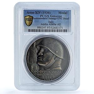 Italy Mussolini Capture Addis Abeba Ababa Ethiopia PCGS bronze medal 1936