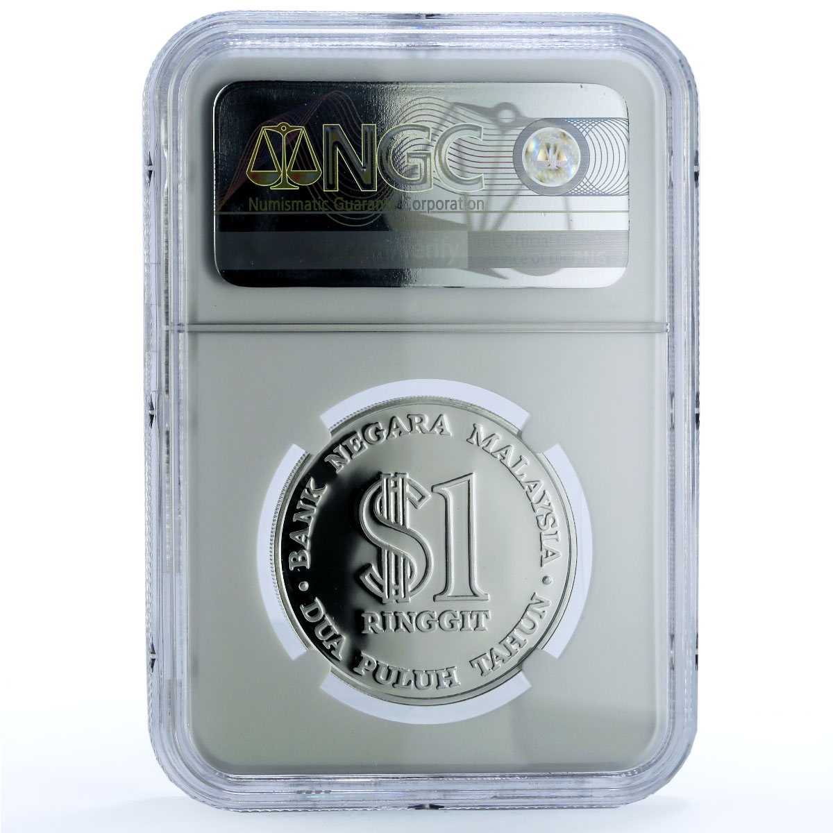 Malaysia 1 ringgit Bank Negara KM-27a Building PF 69 NGC silver coin 1979