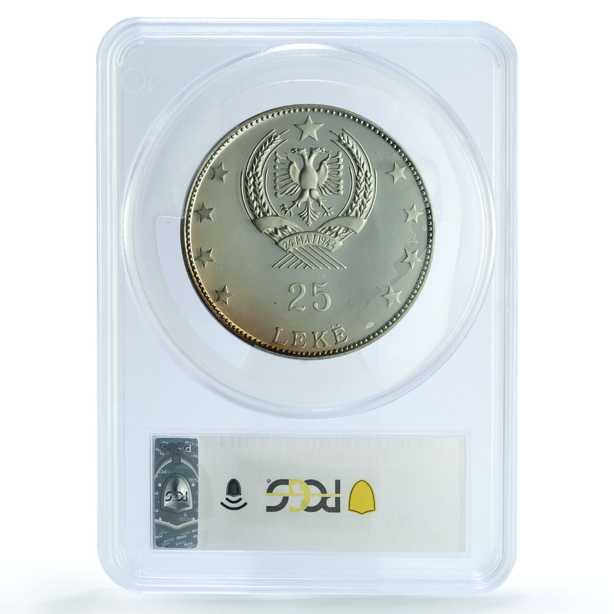 Albania 25 leke Dance With Swords Skanderbeg KM-52.1 PR 68 PCGS silver coin 1968 Albania 25 leke Dance With Swords Skanderbeg KM-52.1 PR 68 PCGS silver coin 1968