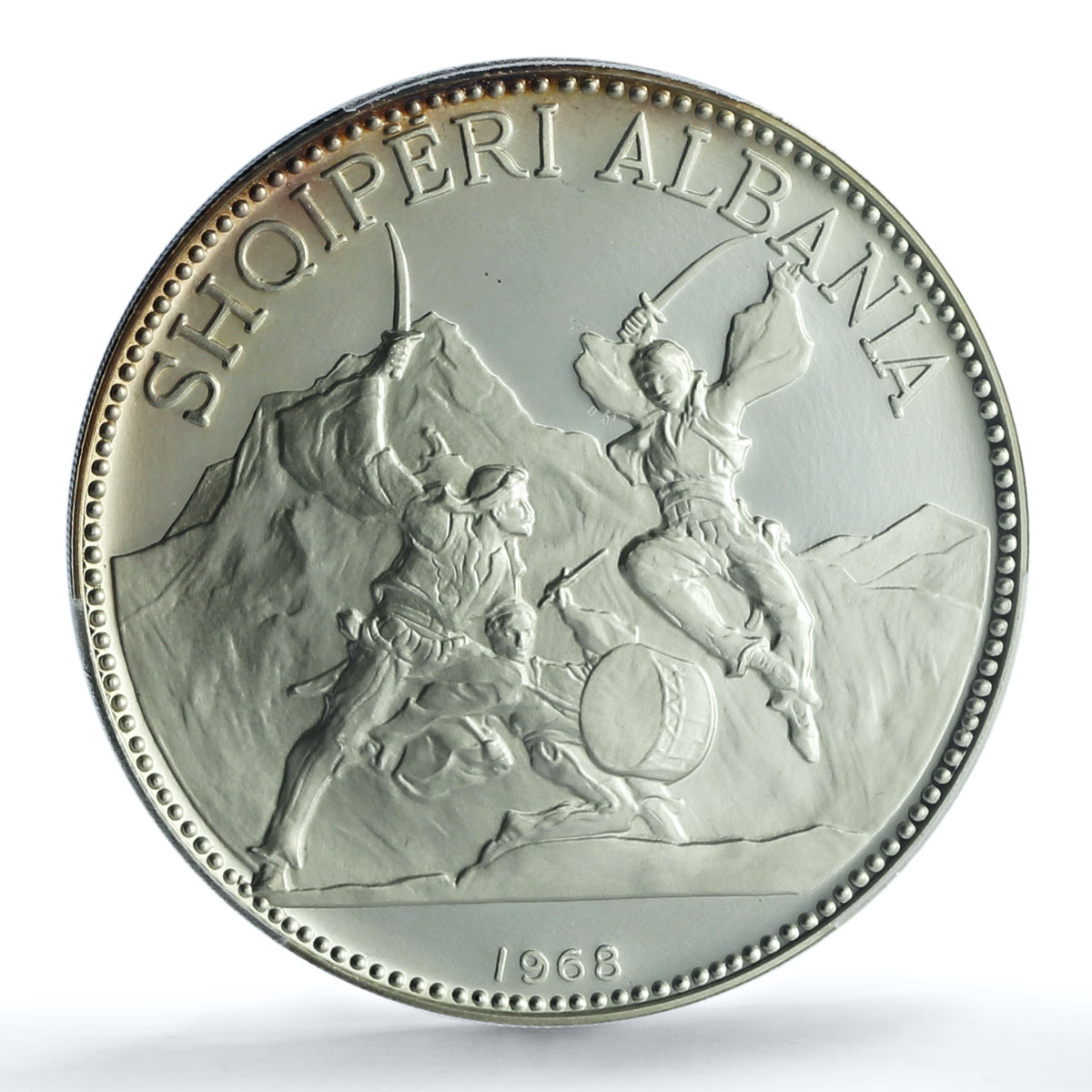 Albania 25 leke Dance With Swords Skanderbeg KM-52.1 PR 68 PCGS silver coin 1968 Albania 25 leke Dance With Swords Skanderbeg KM-52.1 PR 68 PCGS silver coin 1968