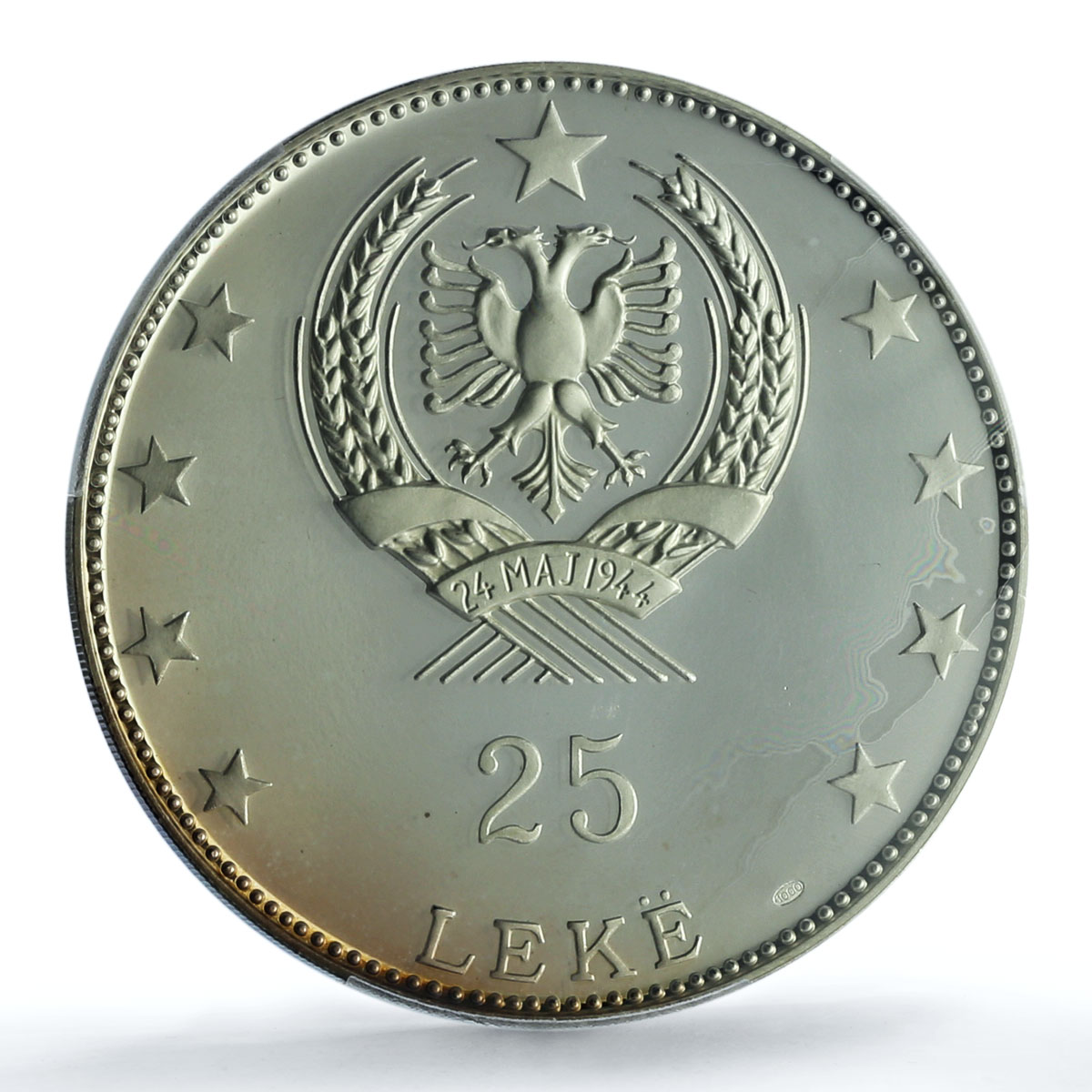 Albania 25 leke Dance With Swords Skanderbeg KM-52.1 PR 68 PCGS silver coin 1968 Albania 25 leke Dance With Swords Skanderbeg KM-52.1 PR 68 PCGS silver coin 1968