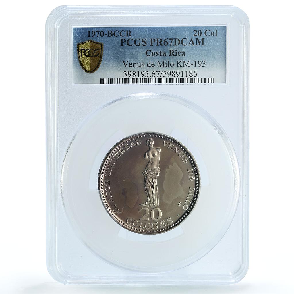 Costa Rica 20 colones Venus de Milo KM-193 Statue Art PR67 PCGS silver coin 1970 Costa Rica 20 colones Venus de Milo KM-193 Statue Art PR67 PCGS silver coin 1970