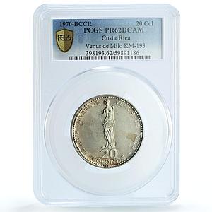 Costa Rica 20 colones Venus de Milo KM-193 Statue Art PR62 PCGS silver coin 1970