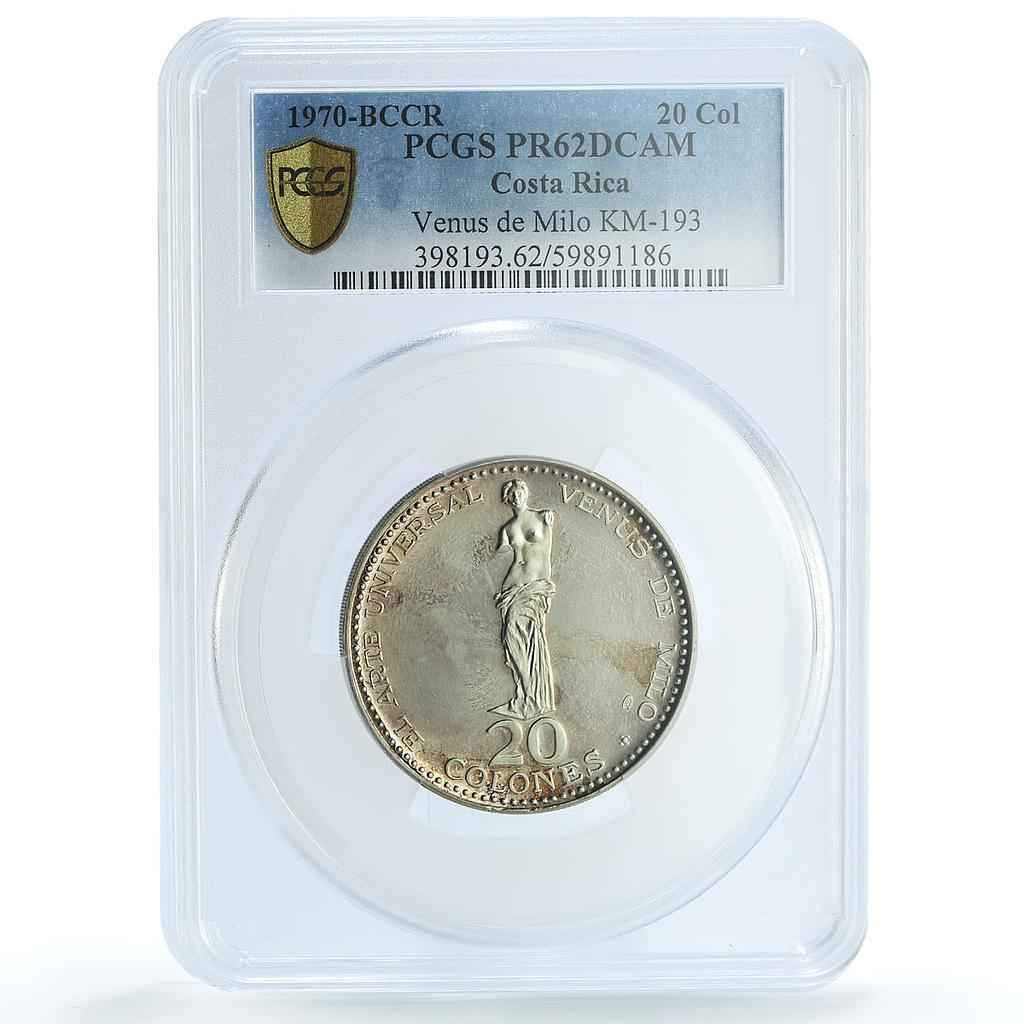 Costa Rica 20 colones Venus de Milo KM-193 Statue Art PR62 PCGS silver coin 1970 Costa Rica 20 colones Venus de Milo KM-193 Statue Art PR62 PCGS silver coin 1970