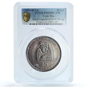 Costa Rica 25 colones Maternidad KM-194 Social Legislation PR 65 PCGS coin 1970