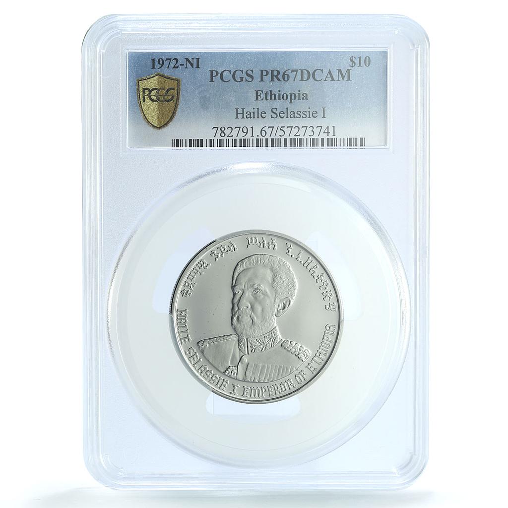 Ethiopia 10 dollars Haile Selassie I KM-53 PR 67 PCGS silver coin 1972 (1964) Ethiopia 10 dollars Haile Selassie I KM-53 PR 67 PCGS silver coin 1972 (1964)