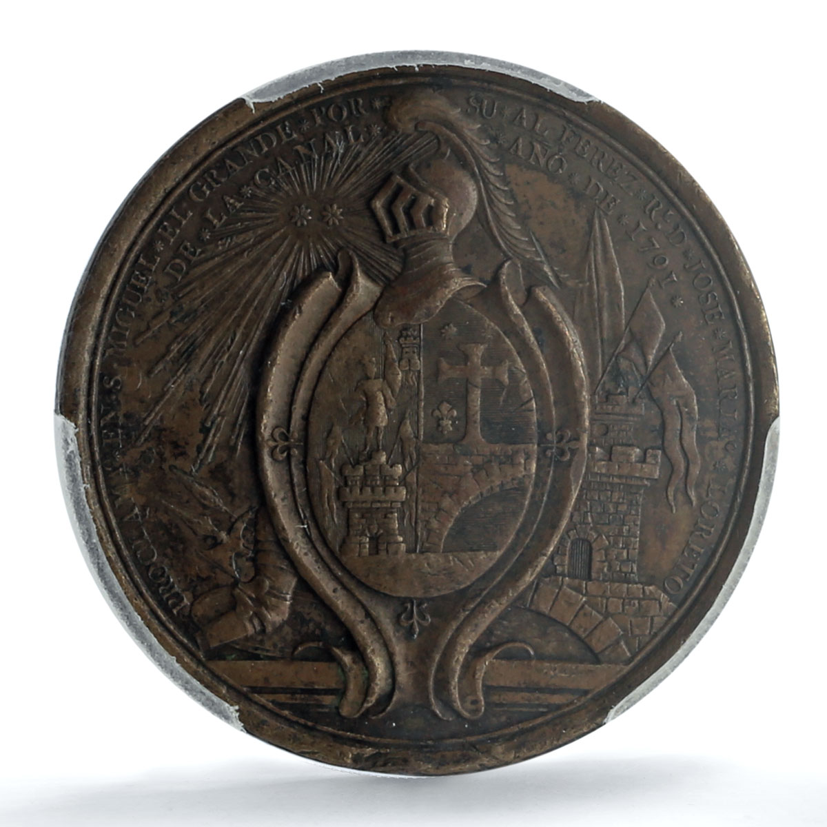 Mexico Carlos IV Proclamation Grove-C-203b Knight AU PCGS bronze medal 1791 Mexico Carlos IV Proclamation Grove-C-203b Knight AU PCGS bronze medal 1791