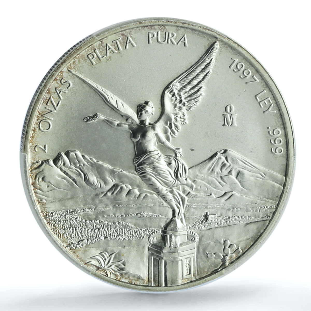 Mexico 2 onzas Libertad Angel of Independence KM-614 MS 65 PCGS silver coin 1997 Mexico 2 onzas Libertad Angel of Independence KM-614 MS 65 PCGS silver coin 1997