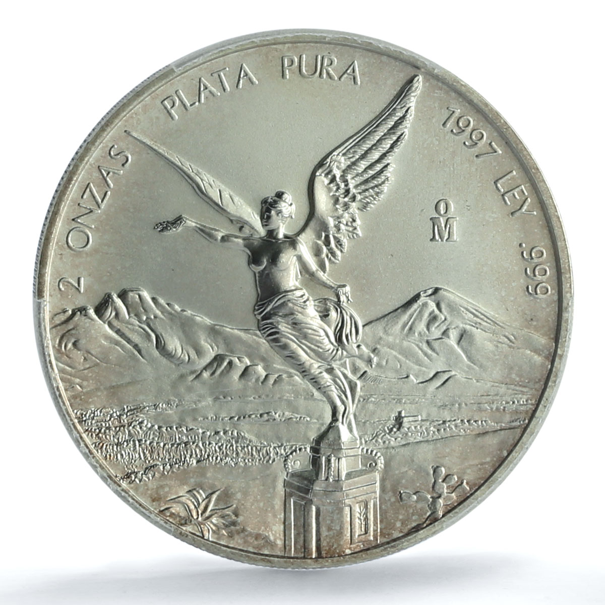 Mexico 2 onzas Libertad Angel of Independence KM-614 MS 69 PCGS silver coin 1997