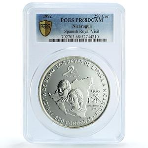 Nicaragua 250 cordobas Royal Visit Olympics KM-79 PR 68 PCGS silver coin 1992