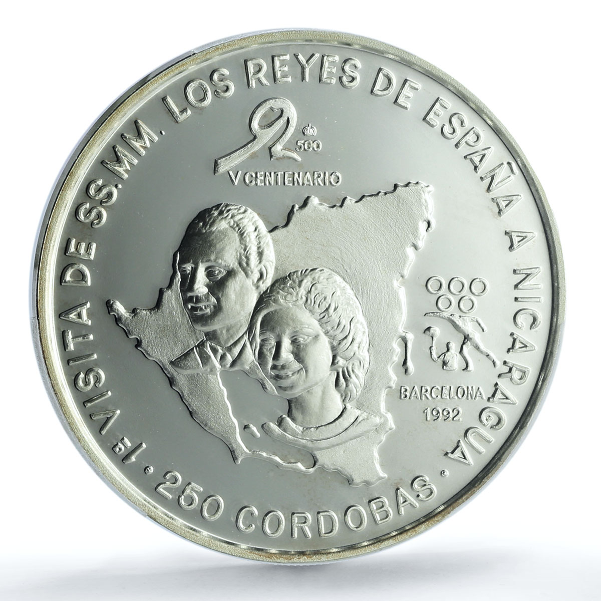 Nicaragua 250 cordobas Royal Visit Olympics KM-79 PR 68 PCGS silver coin 1992