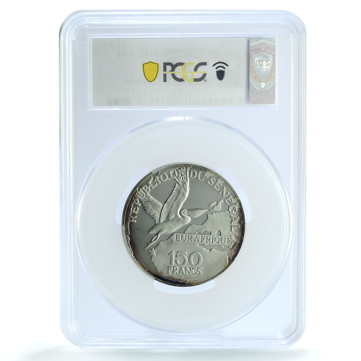 Senegal 150 francs Eurafrique Program Stork KM-6 Bird PR68 PCGS silver coin 1975 Senegal 150 francs Eurafrique Program Stork KM-6 Bird PR68 PCGS silver coin 1975