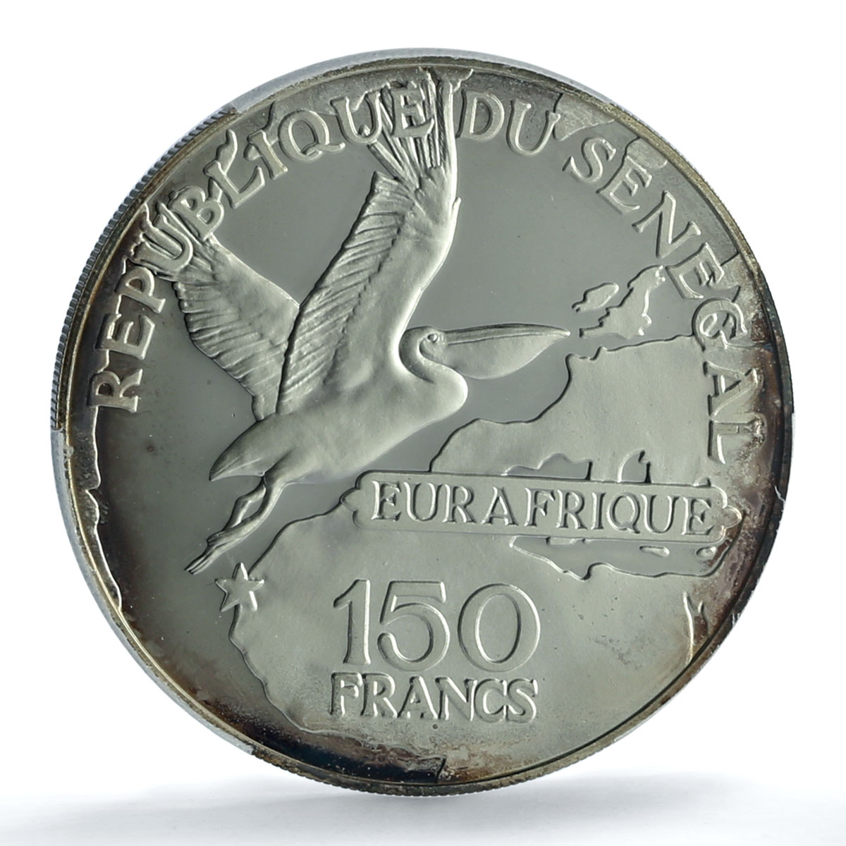 Senegal 150 francs Eurafrique Program Stork KM-6 Bird PR68 PCGS silver coin 1975 Senegal 150 francs Eurafrique Program Stork KM-6 Bird PR68 PCGS silver coin 1975