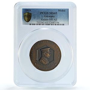 Germany Weimar Zeppelin World Flight Kaiser-500 MS 65 PCGS copper medal 1929