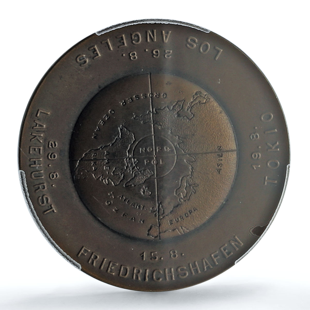 Germany Weimar Zeppelin World Flight Kaiser-500 MS 65 PCGS copper medal 1929 Germany Weimar Zeppelin World Flight Kaiser-500 MS 65 PCGS copper medal 1929