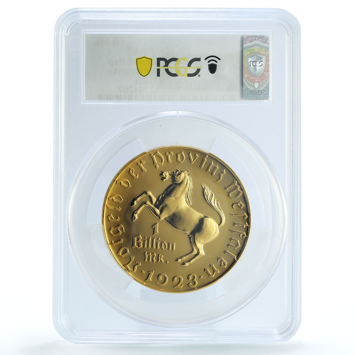 Westphalia 1 billion Mark 1923 Restrike Funck-645.15B PR67 PCGS silver coin 2001 Westphalia 1 billion Mark 1923 Restrike Funck-645.15B PR67 PCGS silver coin 2001