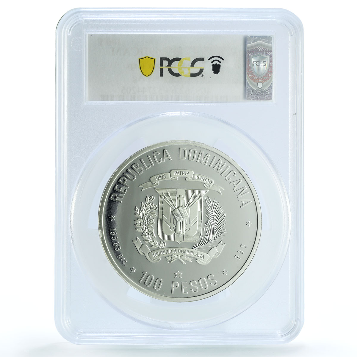 Dominican Republic 100 pesos Columbus KM-75 PR 69 PCGS 5 oz silver coin 1989 Dominican Republic 100 pesos Columbus KM-75 PR 69 PCGS 5 oz silver coin 1989