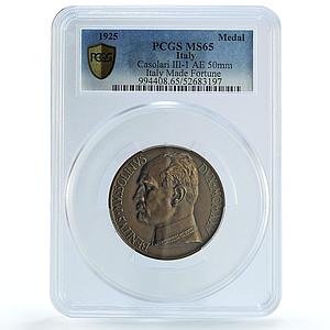 Italy Benito Mussolini Morbiducci Casolari III-1 MS 65 PCGS bronze medal 1925