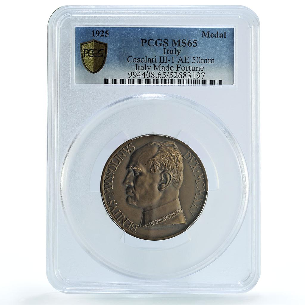Italy Benito Mussolini Morbiducci Casolari III-1 MS 65 PCGS bronze medal 1925 Italy Benito Mussolini Morbiducci Casolari III-1 MS 65 PCGS bronze medal 1925