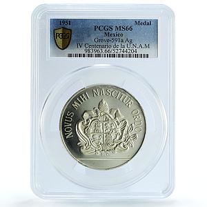Mexico UNAM National Autonomous University Grove-591a MS 66 PCGS Ag medal 1951