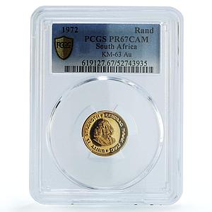South Africa 1 rand Riebeeck Springbok KM-63 PR 67 PCGS Bullion gold coin 1972