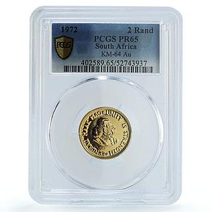 South Africa 2 rand Riebeeck Springbok KM-64 PR 65 PCGS Bullion gold coin 1972