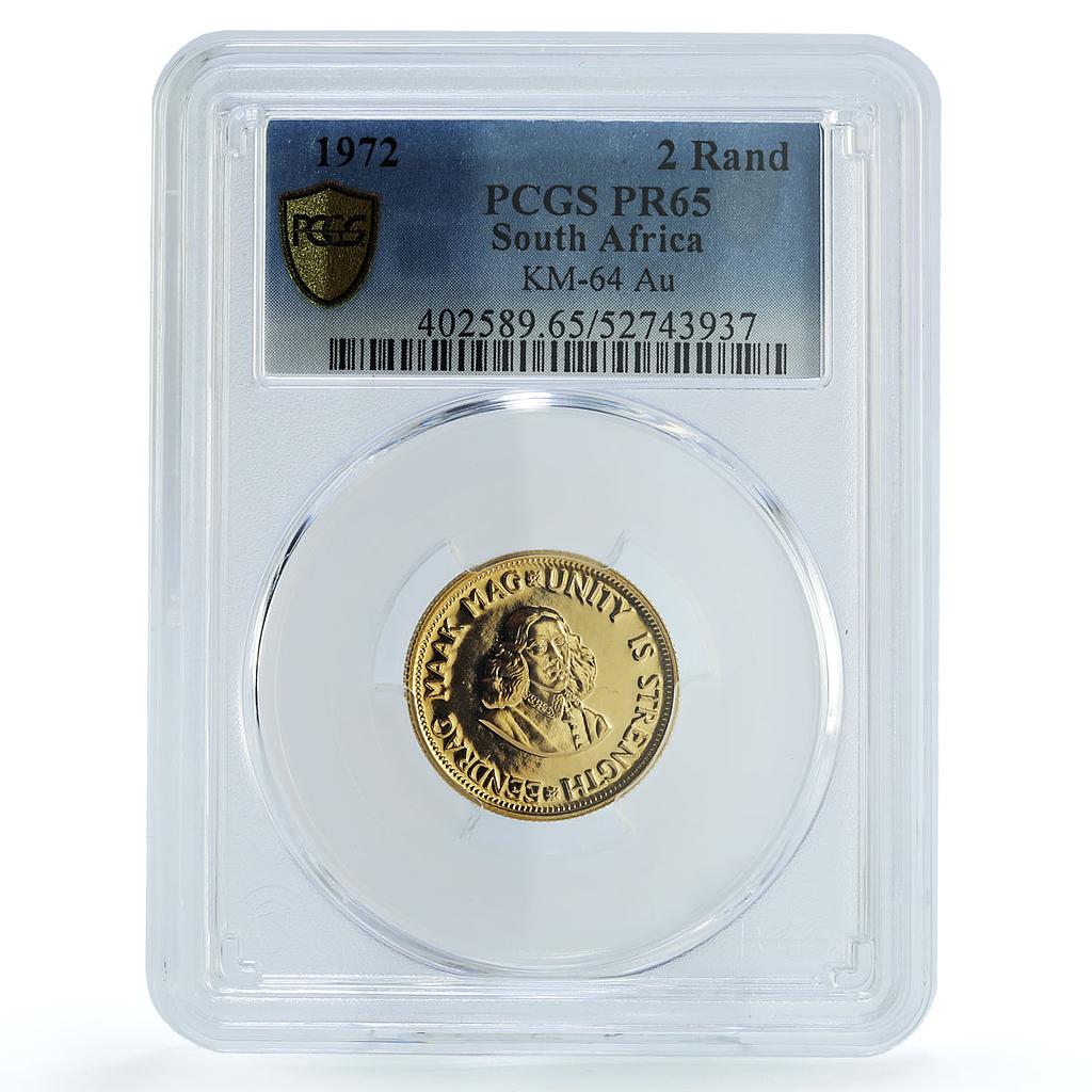 South Africa 2 rand Riebeeck Springbok KM-64 PR 65 PCGS Bullion gold coin 1972 South Africa 2 rand Riebeeck Springbok KM-64 PR 65 PCGS Bullion gold coin 1972