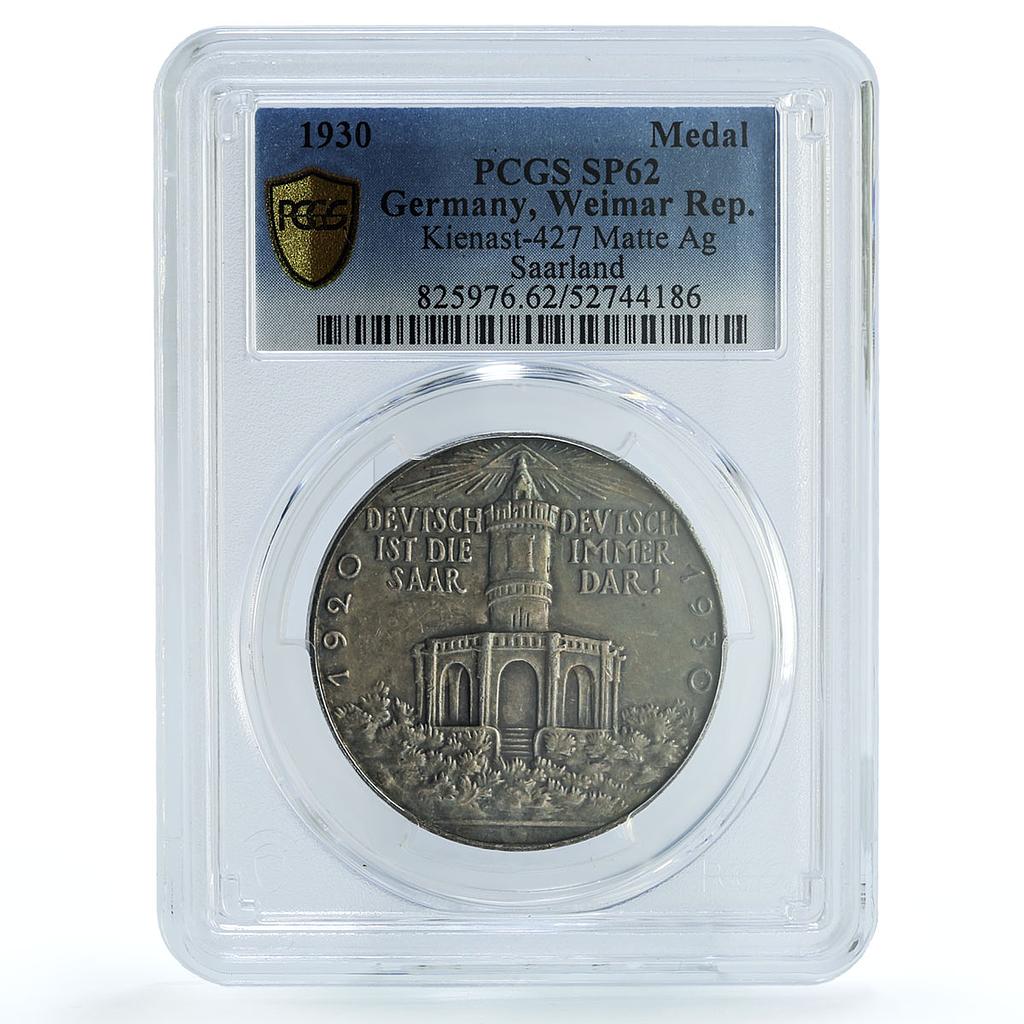 Germany Weimar Saarland Occupation Goetz Kienast-427 SP62 PCGS silver medal 1930 Germany Weimar Saarland Occupation Goetz Kienast-427 SP62 PCGS silver medal 1930