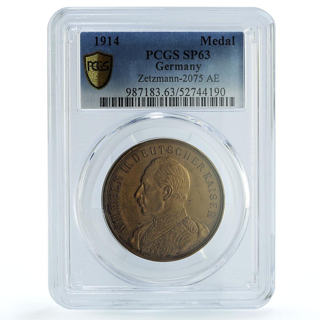 Germany Wilhelm II Campaign France Russia Zetzmann-2075 SP 63 PCGS AE medal 1914 Germany Wilhelm II Campaign France Russia Zetzmann-2075 SP 63 PCGS AE medal 1914