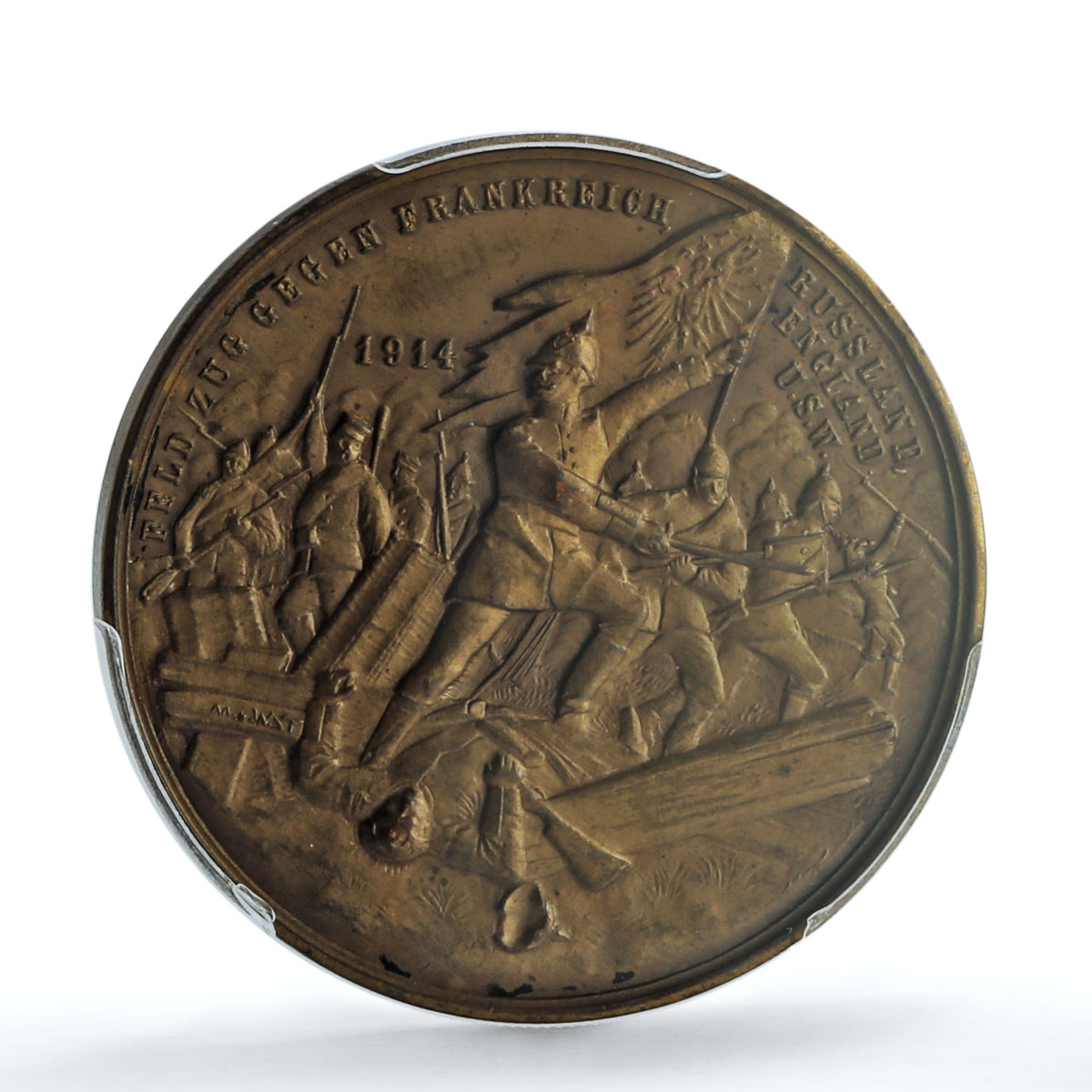 Germany Wilhelm II Campaign France Russia Zetzmann-2075 SP 63 PCGS AE medal 1914 Germany Wilhelm II Campaign France Russia Zetzmann-2075 SP 63 PCGS AE medal 1914