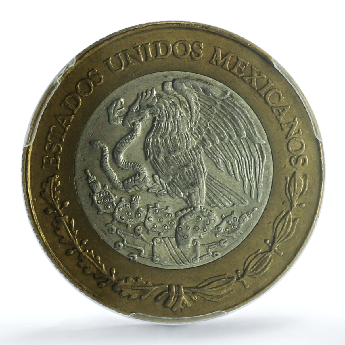 Mexico 10 pesos Republic KM-553 AU 58 PCGS bimetal coin 1992 Mexico 10 pesos Republic KM-553 AU 58 PCGS bimetal coin 1992