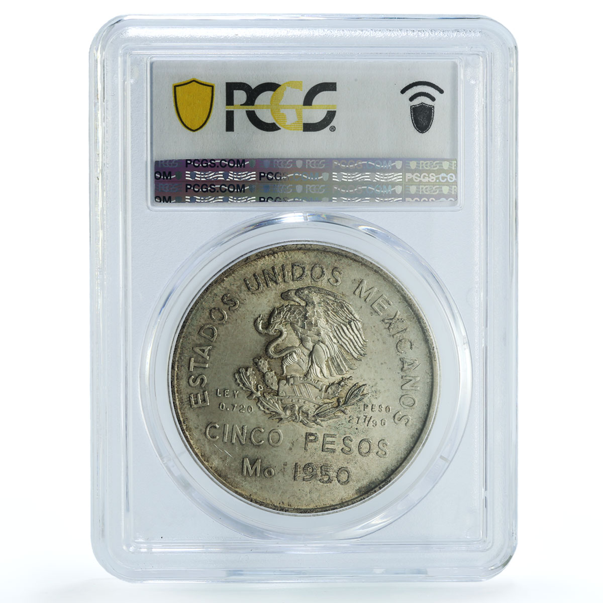 Mexico 5 pesos Opening Southern Railroad KM-466 Train MS65 PCGS silver coin 1950 Mexico 5 pesos Opening Southern Railroad KM-466 Train MS65 PCGS silver coin 1950