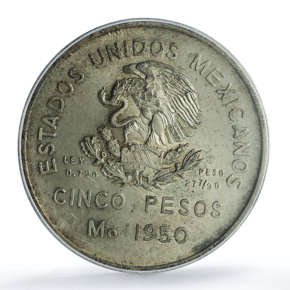 Mexico 5 pesos Opening Southern Railroad KM-466 Train MS65 PCGS silver coin 1950 Mexico 5 pesos Opening Southern Railroad KM-466 Train MS65 PCGS silver coin 1950