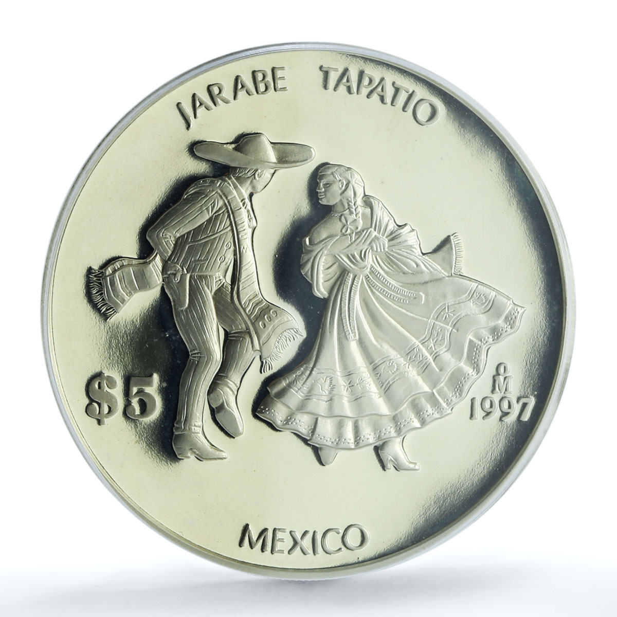 Mexico 5 pesos Jarabe Tapatio KM-629 Dances Customs PR 67 PCGS silve coin 1997