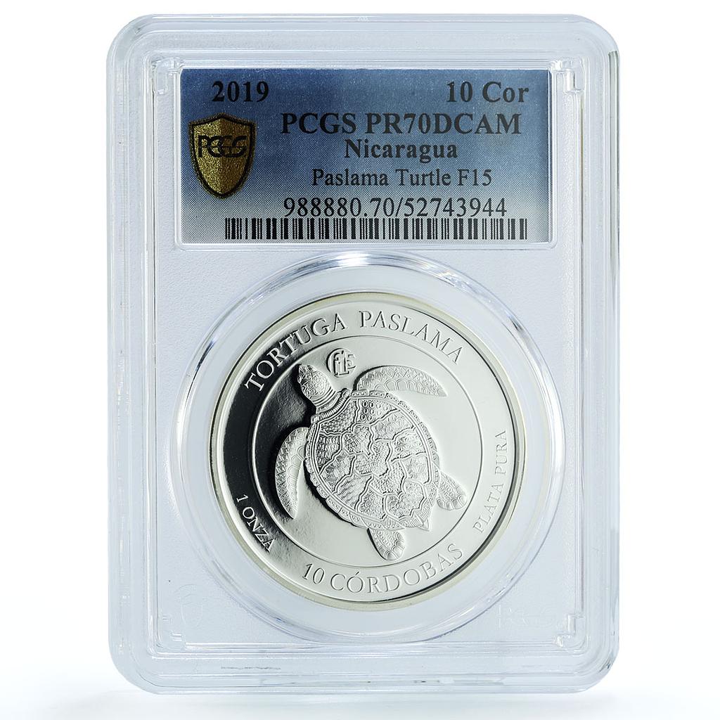 Nicaragua 10 cordobas Paslama Turtle F15 Mark KM-130 PR 70 PCGS silver coin 2019 Nicaragua 10 cordobas Paslama Turtle F15 Mark KM-130 PR 70 PCGS silver coin 2019